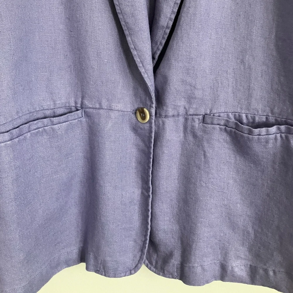 COLDWATER CREEK Lavender Ruched Linen Blazer Jacket Size 18W - Picture 5 of 12